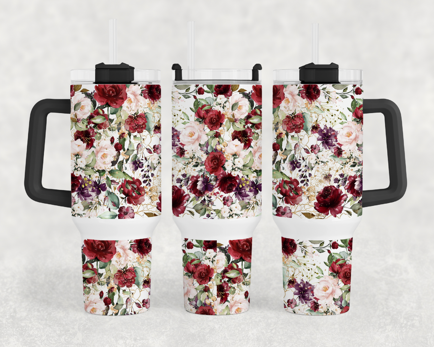 Red Floral 40oz Tumbler Wrap