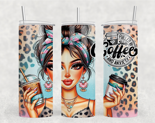 Fueled By Coffee & Anxiety Sublimation Tumbler Wrap