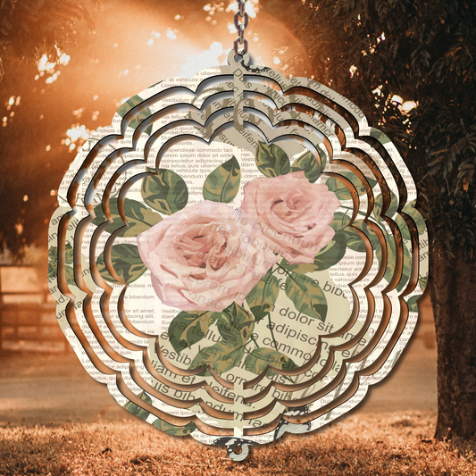 Pink Roses Wind Spinner Sublimation Print