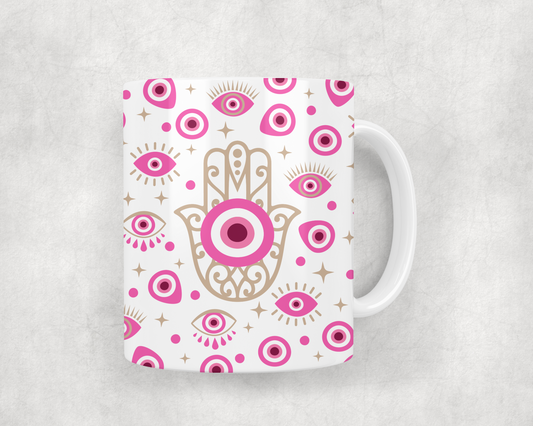 Pink Evil Eye Mug Wrap