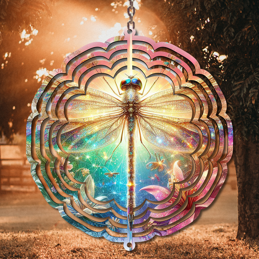 Rainbow Dragonfly Wind Spinner Sublimation Print