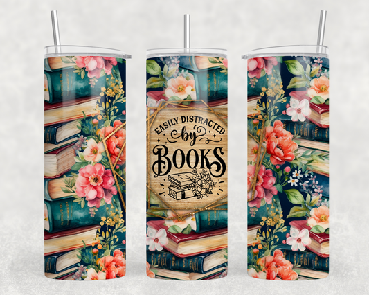 Easily Distracted By Books Tumbler Wrap