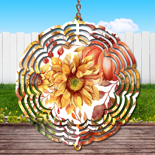 Sunflowers & Pumpkins Wind Spinner Sublimation Print