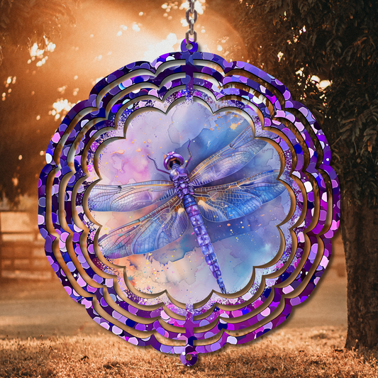 Purple Glitter Dragonfly Wind Spinner Sublimation Print