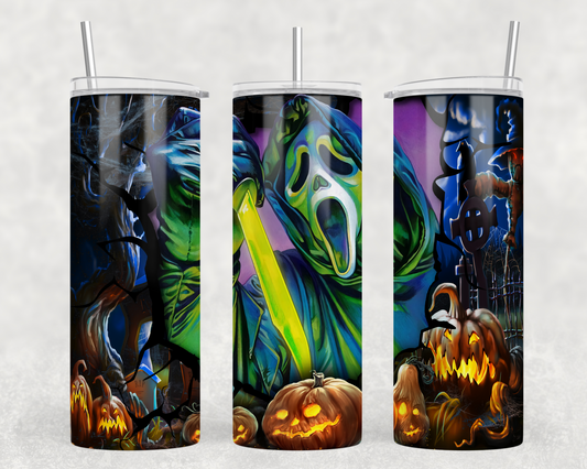 Ghost Face Glowing Tumbler Wrap