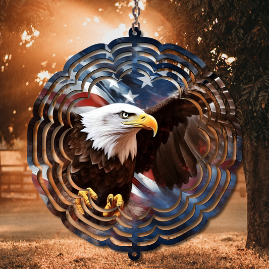 Patriotic Bald Eagle Wind Spinner Sublimation Print