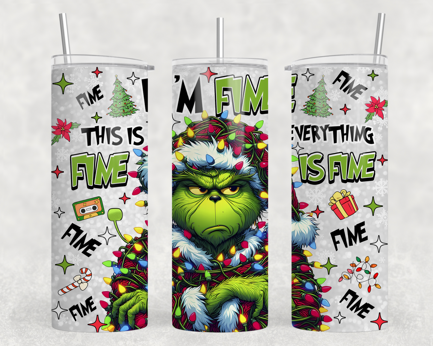 Grinchy Im Fine Sublimation Tumbler Wrap