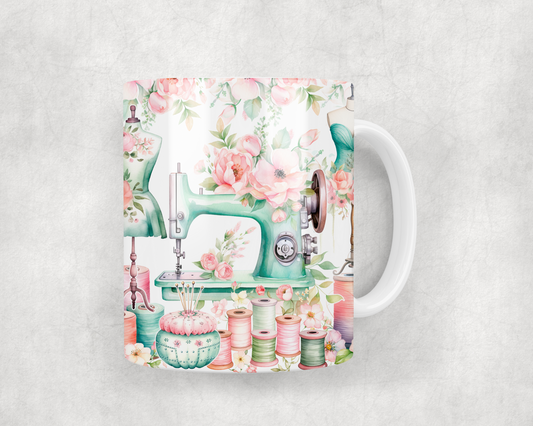 Floral Sewing Machine Mug Wrap