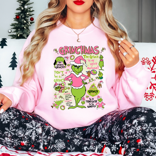 Pink Grinch Christmas Sublimation Print