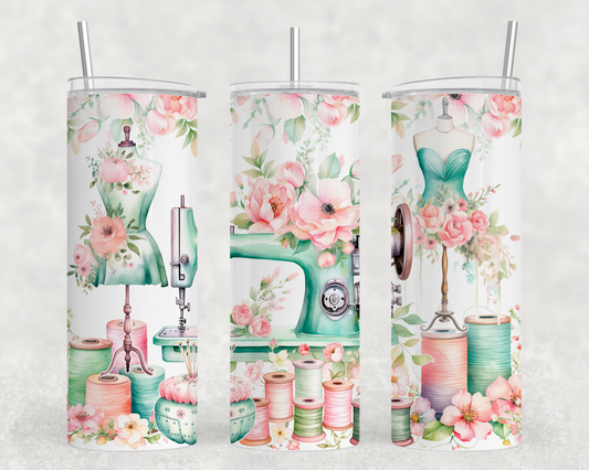 Floral Sewing Machine Tumbler Wrap