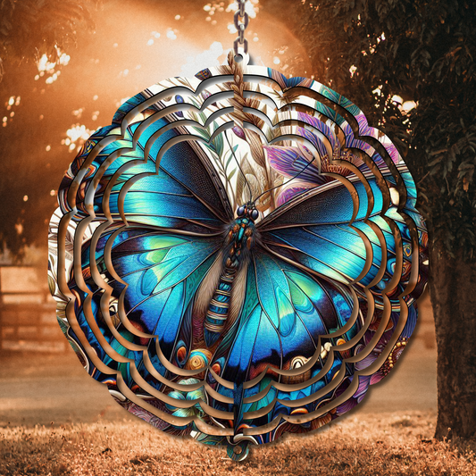 Blue Butterfly Wind Spinner Sublimation Print