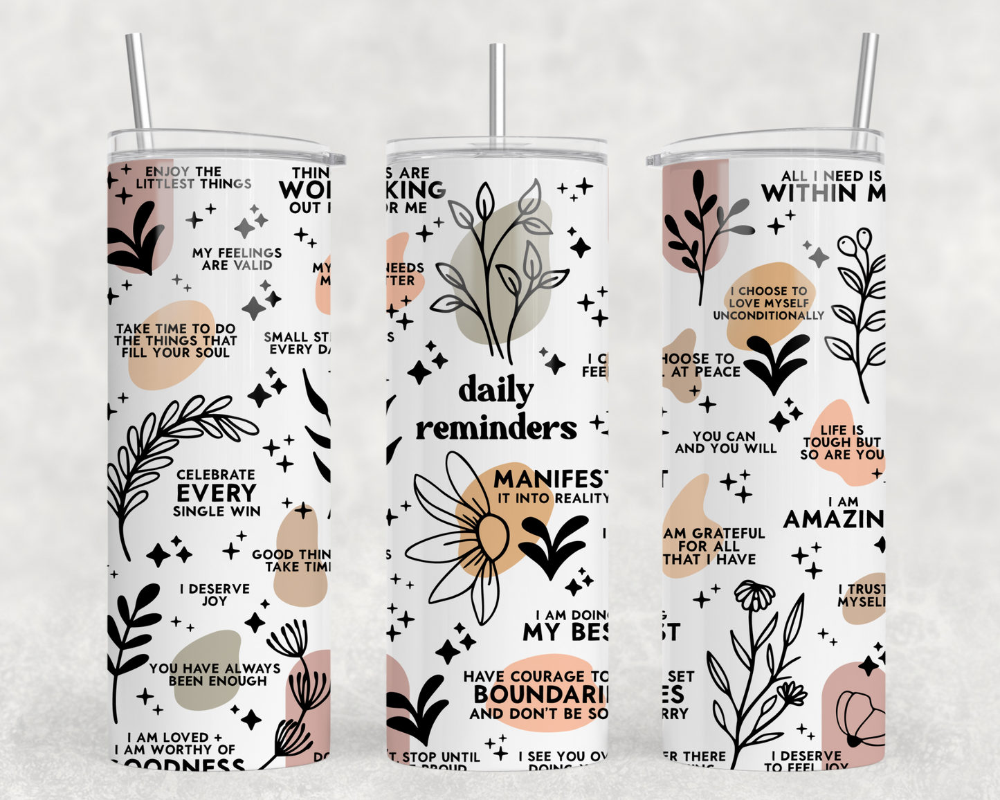 Boho Positive Affirmations Sublimation Tumbler Wrap