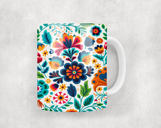 Mexican Floral WHT BKG Mug Wrap