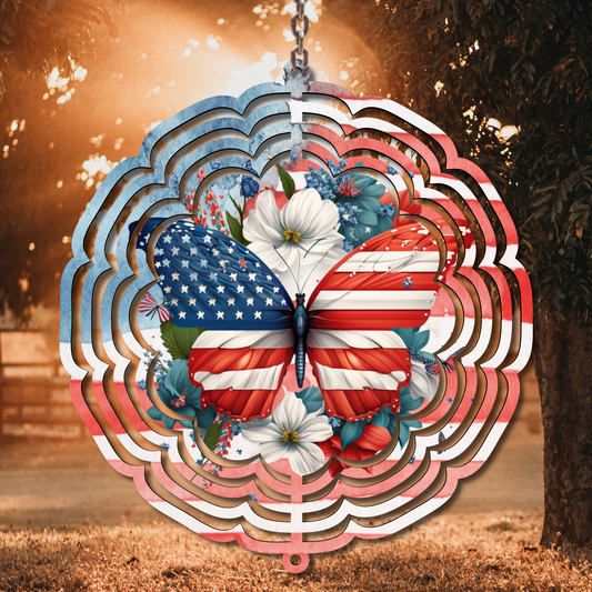 Patriotic Butterfly Wind Spinner Sublimation Print
