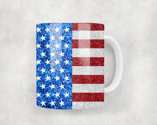 Patriotic Glitter Stars & Stripes Mug Wrap