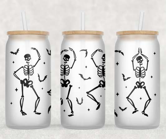 Dancing Skeletons Glass Can Wrap