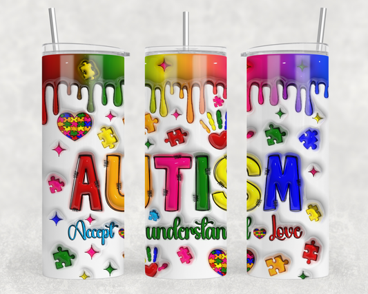 Autism, Accept Understand Love 3D Tumbler Wrap