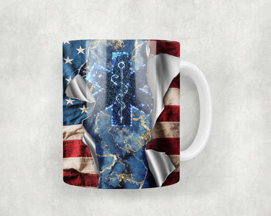 Star Of Life American Flag Mug Wrap