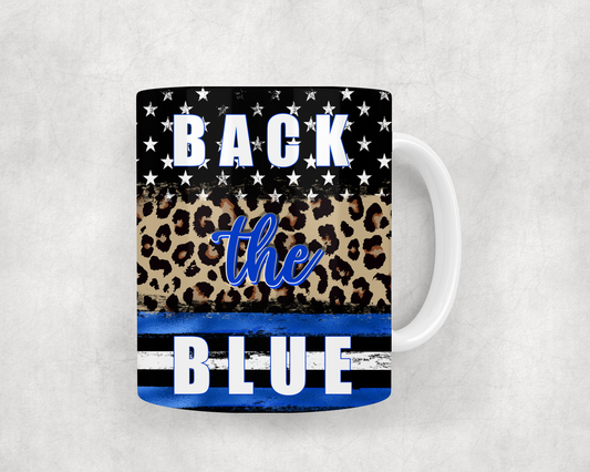 Back The Blue Leopard Mug Wrap