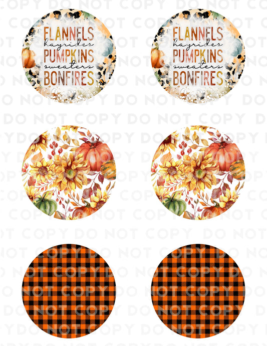 Fall Things, Floral, Plaid Car Coaster