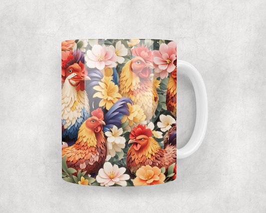 Floral Chickens Mug Wrap