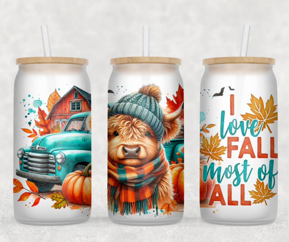 I Love Fall Most Of All Glass Can Wrap