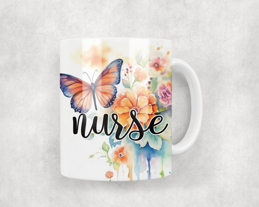 Nurse Floral Butterfly Mug Wrap