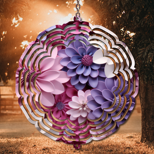 3D Spring Flowers Wind Spinner Sublimation Print