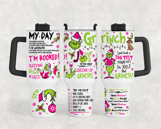 Pink Grinch 40oz Tumbler Wrap