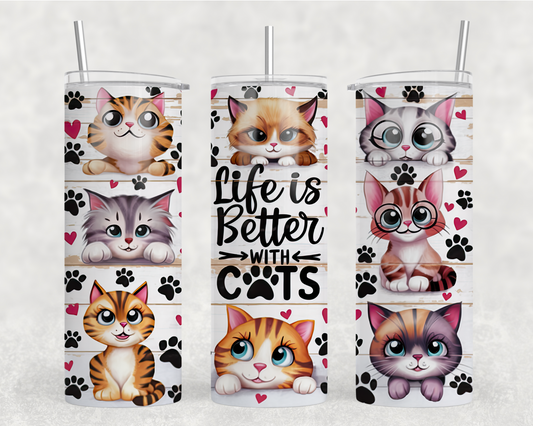 Life Is Better With Cats  Sublimation Tumbler Wrap