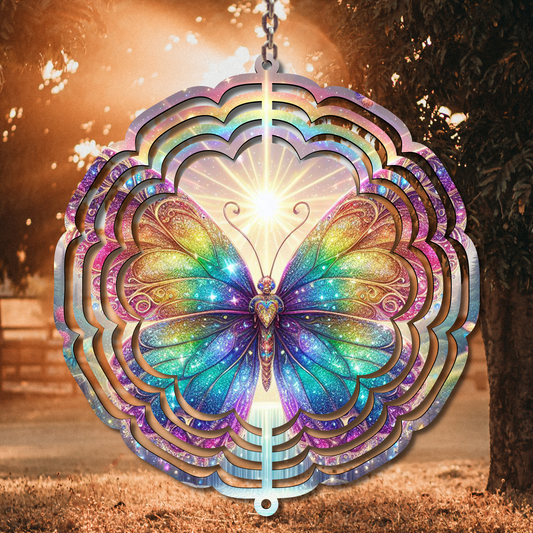 Rainbow Butterfly Wind Spinner Sublimation Print