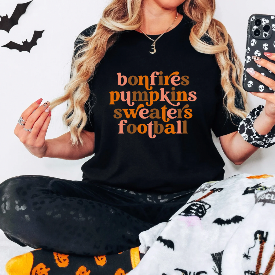 Bonfires, Pumpkins, Sweaters, Football Sublimation Print