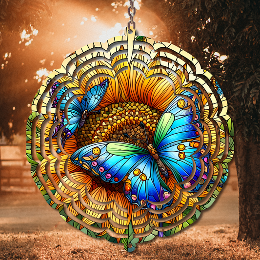 Stained Glass Butterfly Wind Spinner Sublimation Print