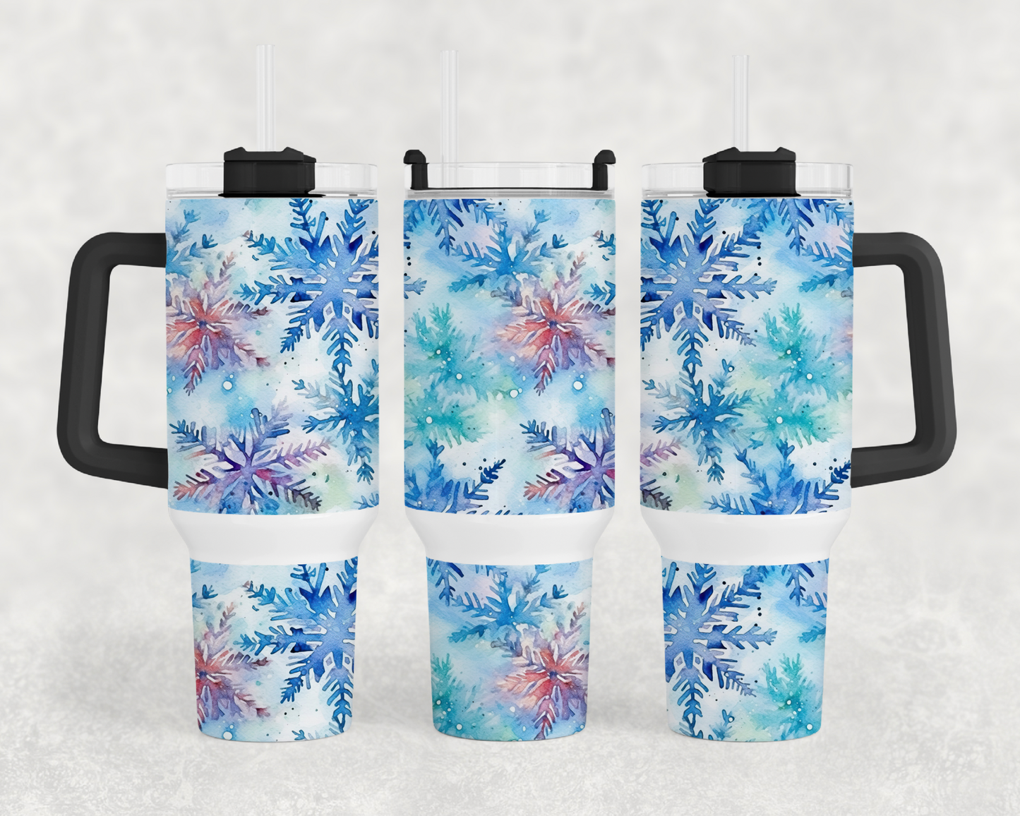 Blue Watercolor Snowflakes 40oz Tumbler Wrap