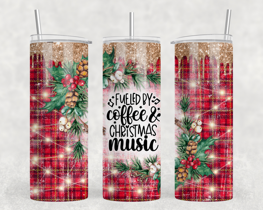 Fueled By Coffee & Christmas Music Tumbler Wrap