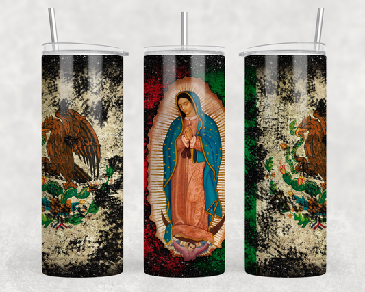 Virgin Mary Mexican Flag Tumbler Wrap