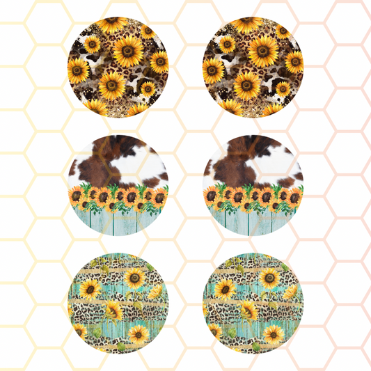Leopard & Cow Print Sunflowers Car Coaster