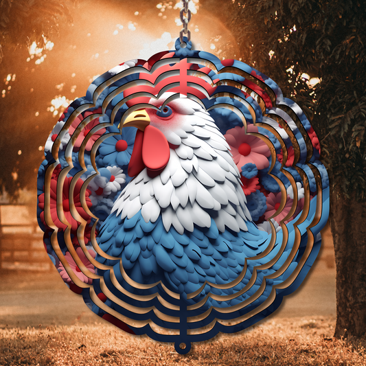 Patriotic 3D Rooster Wind Spinner