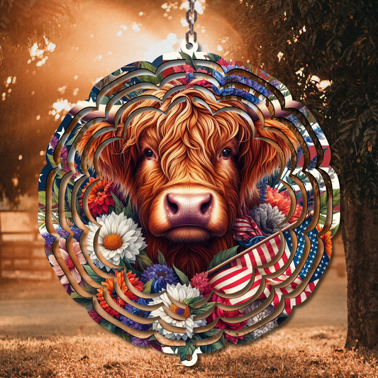 Patriotic Cow Wind Spinner Sublimation Print