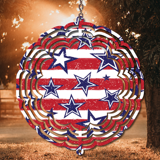 Patriotic Stars Wind Spinner Sublimation Print