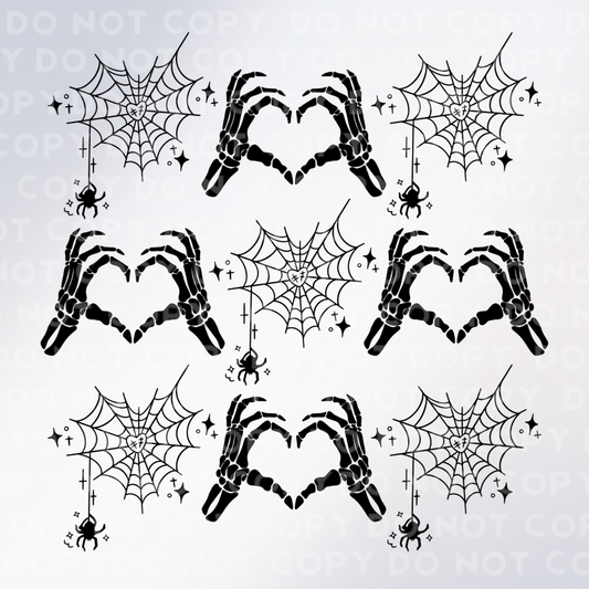 Skelly Hearts & Spider Webs Sublimation Print