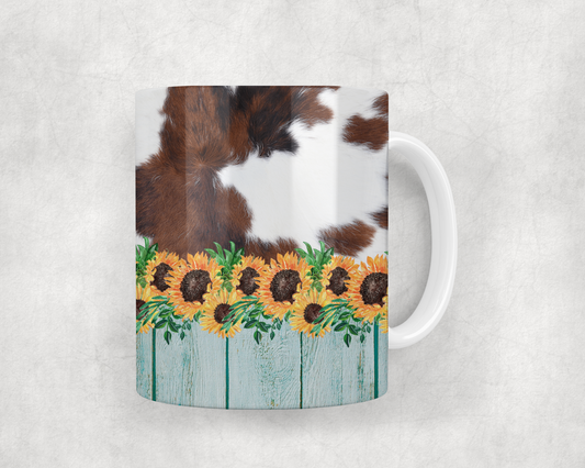 Sunflowers Cow Print Mug Wrap