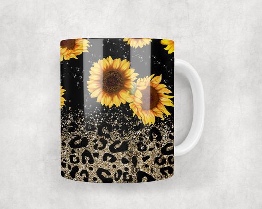 Sunflowers Leopard Print Mug Wrap