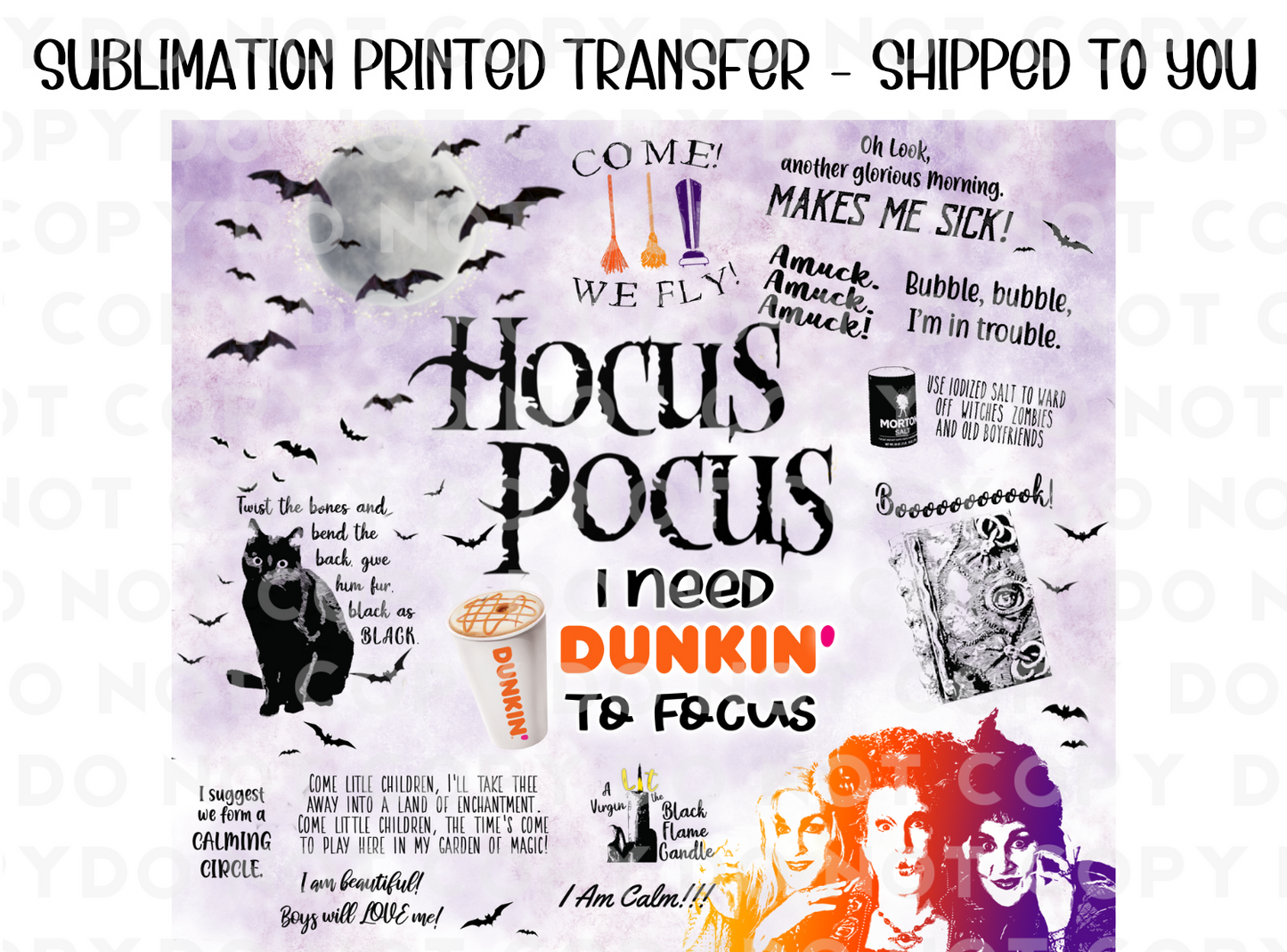 Hocus Pocus I Need Dunkin To Focus Tumbler Wrap