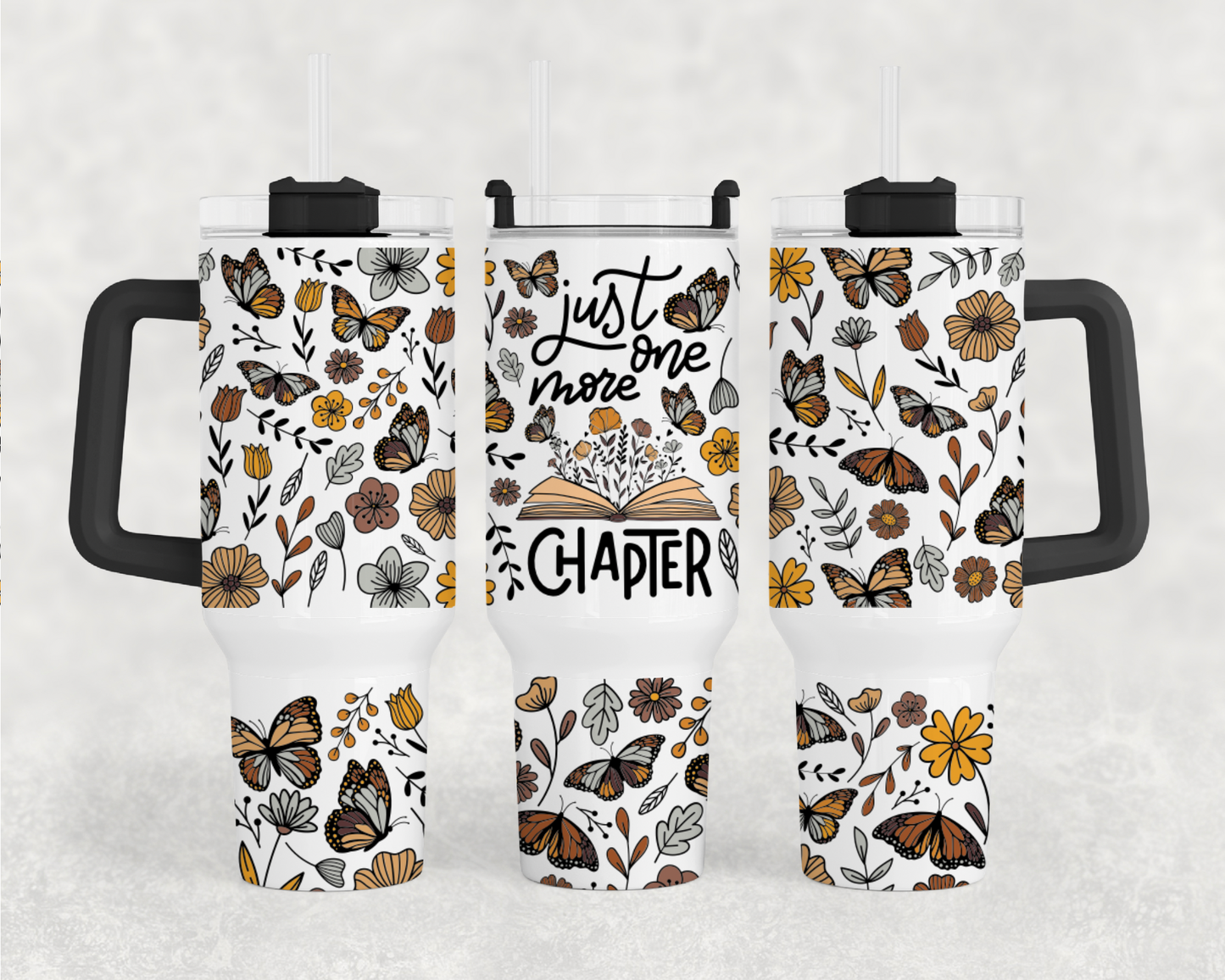 Just One More Chapter Butterflies 40oz Tumbler Wrap