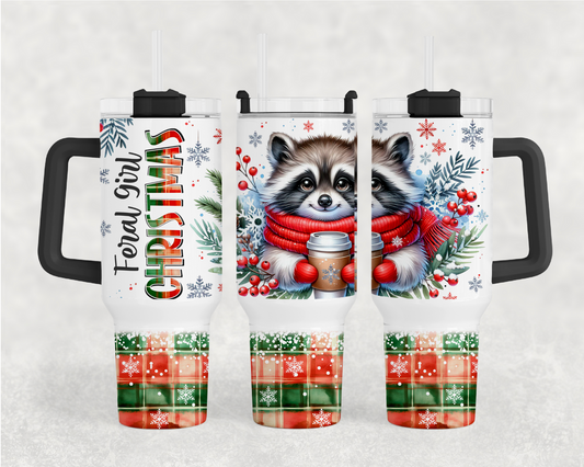 Feral Girl Christmas 40oz Tumbler Wrap