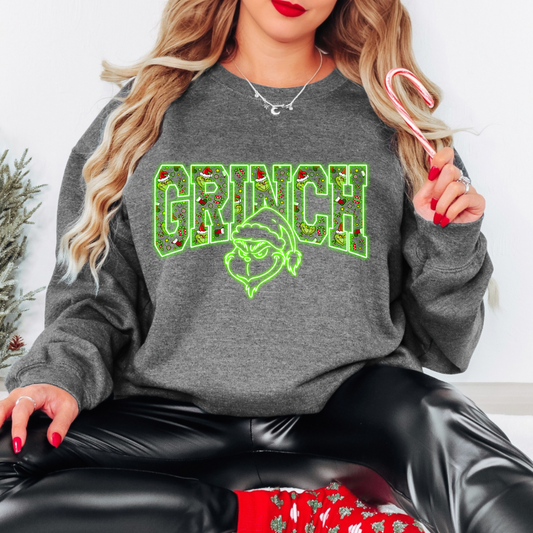 Neon Grinch University Christmas Sublimation Print