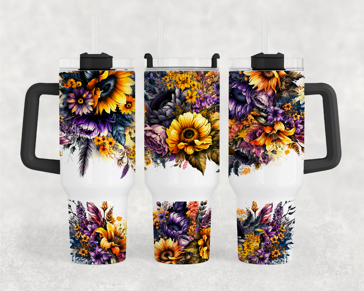 Fall Flowers Violet & Orange  40oz Tumbler Wrap