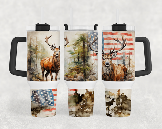 American Flag Buck 40oz Tumbler Wrap