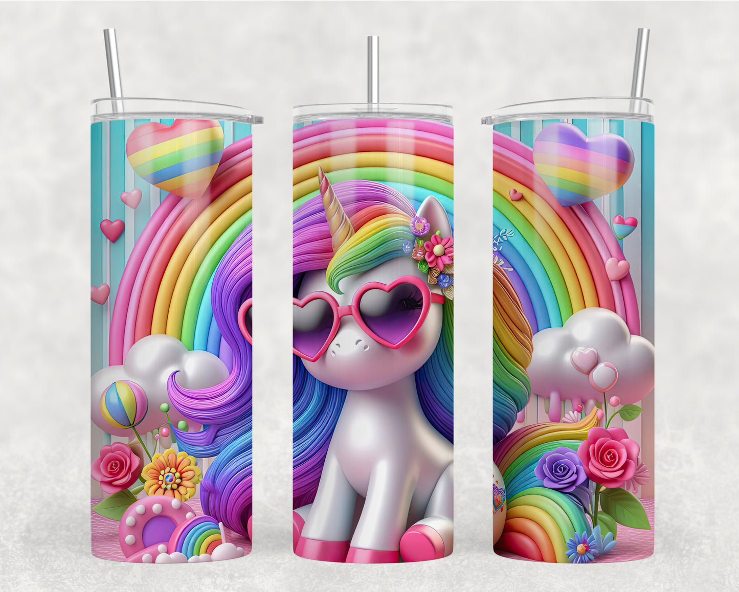 Rainbow 3D Unicorn Tumbler Wrap